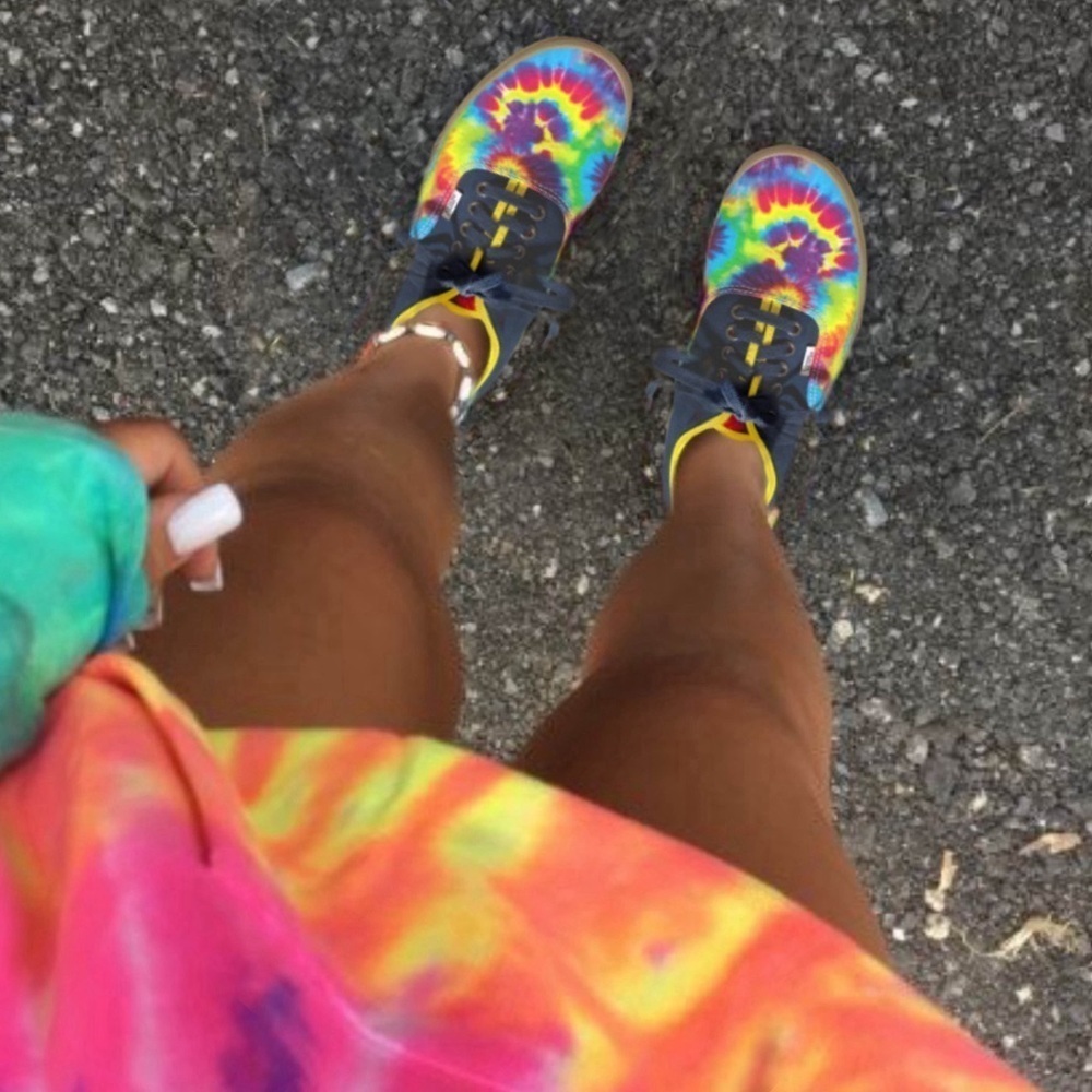 VANS • Authentic Custom Tie Dye Sneakers Hippie Festival Bohemian Vibrant Shoes - Picture 7 of 8